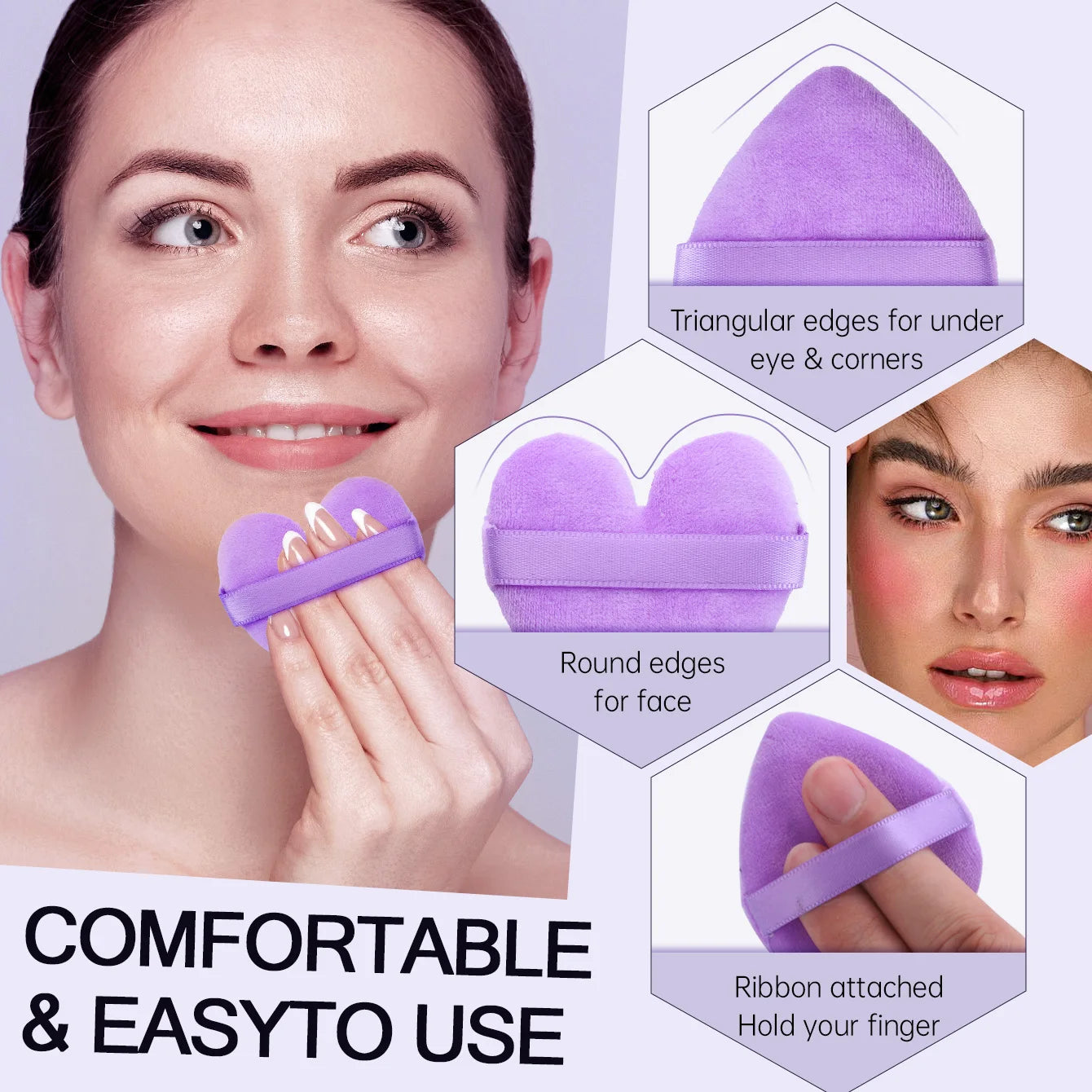 30/50PCS Heart Shape Velvet Powder Puff Makeup Sponges Blender Foundation Cosmetic Sponges Soft Make Up Tools For Woman Cushion